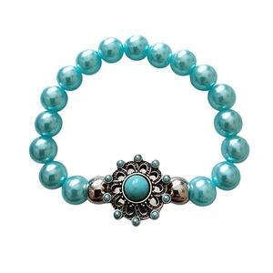 2FOR$30 - Elegant Turquoise Beaded Stretch Bracelet With Interchangeable Charm